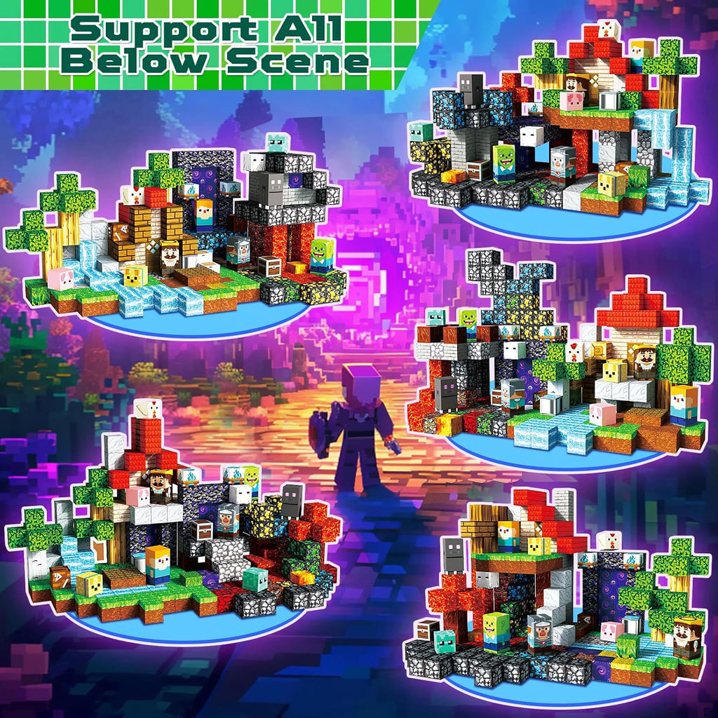 100-300pcs Magnetic Tiles Building Blocks Set,My World Figures Bricks, STEM Educational Toys for Kids Ages 3-10,Boys Girls Gifts