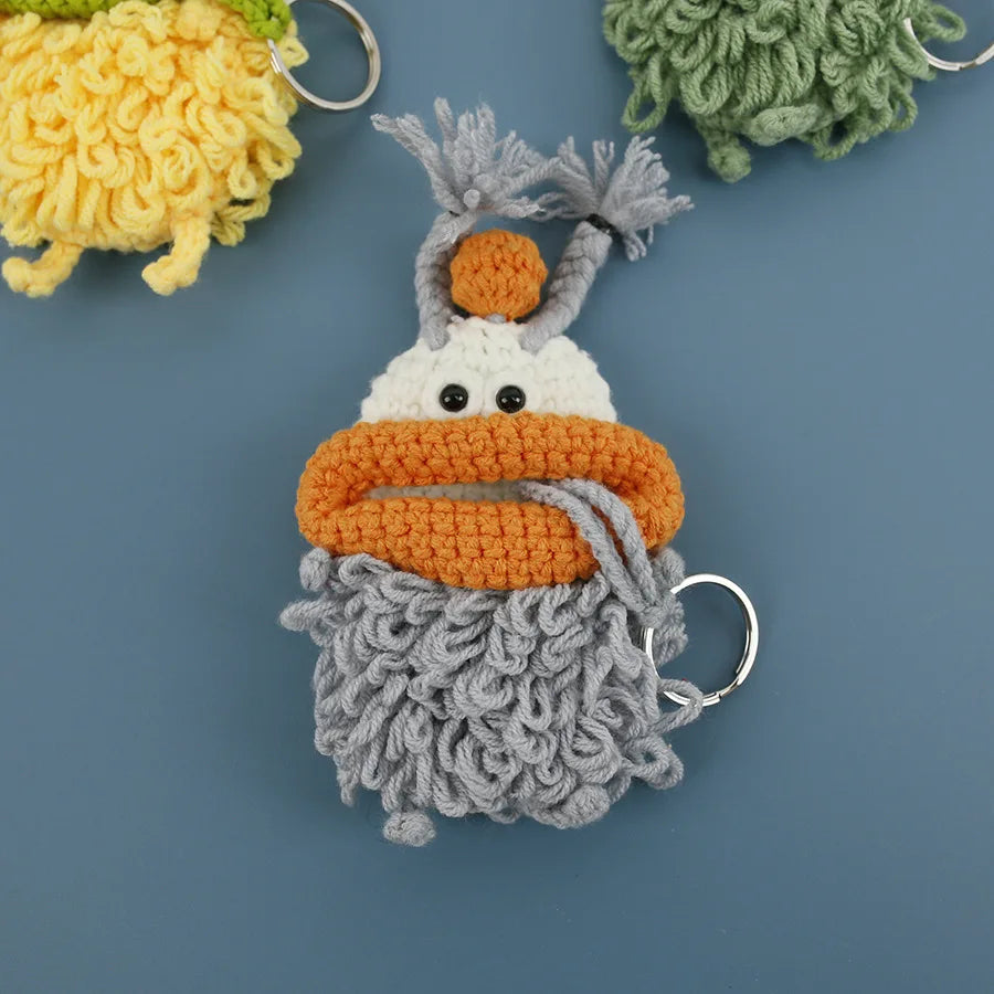 Funny Crochet Keychains Knitting Cute Sausage Mouth Doll Key Holder Knitted Storage Bag Keyrings For Car Keys Wholesale Custom
