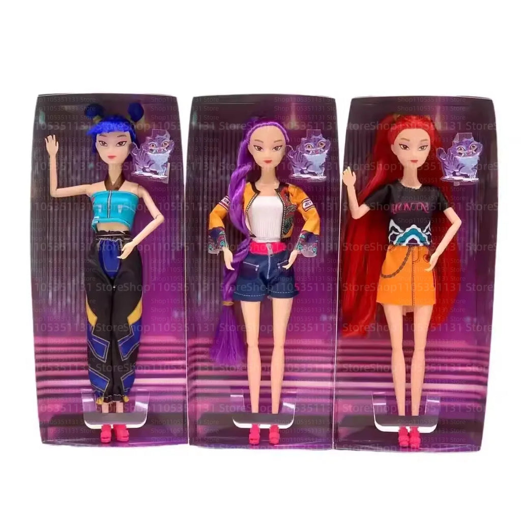 Kpop Rumi Mira Zoey Vinyl Doll Anime Hunters Girl 11 Inch Articulated With Theme Music Cute Toy 3PCS Set Gift for Kids Girl Fans