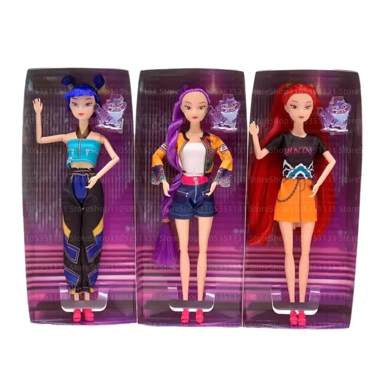 Kpop Rumi Mira Zoey Vinyl Doll Anime Hunters Girl 11 Inch Articulated With Theme Music Cute Toy 3PCS Set Gift for Kids Girl Fans
