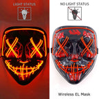 Wireless Halloween Neon LED Purge Mask Masque Masquerade Party Masks Light Grow in the Dark Horror Mask Glowing Masker