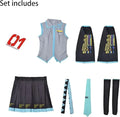 Cosplay Costume Green Ponytail Wig Anime  Singer Role Playing Uniform Girl Party Comic Con Outfits Tops Skirt Props