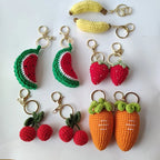 Cute Fruit Series Crochet Keychain Handmaking Knitted Strawberry Keyrings Cute Cherry Keyrings For Bag Pendant Custom Accessory