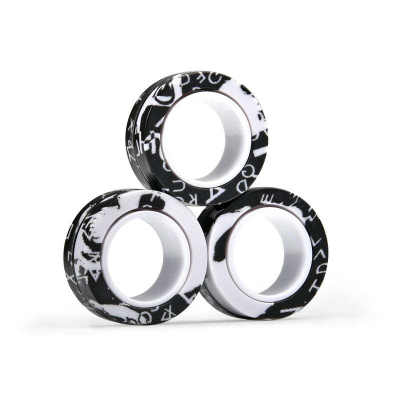 3pcs Finger Magnetic Rings Colorful Fidget Toy Set Adult Magnets Spinner Rings for Relieve Stress Anxiety Relief Therapy