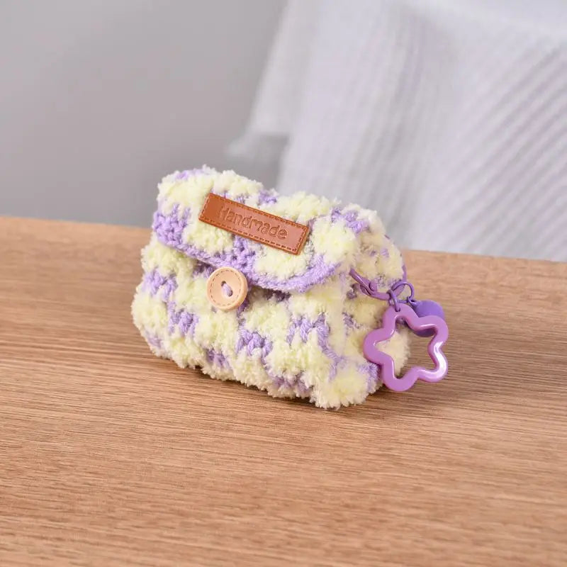 Colorful Knitted Coin Bag Keychains Mini Crochet Bag Keyring Handmake Knitting Storage Bag Keychain Keys Holder Custom Accessory