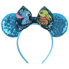 HEROCROSS Cute Stitch Headbands For Girls Sequins Bow Hairband Women Angel Headwear Kids Ears Hair Accessories Carnival Gift