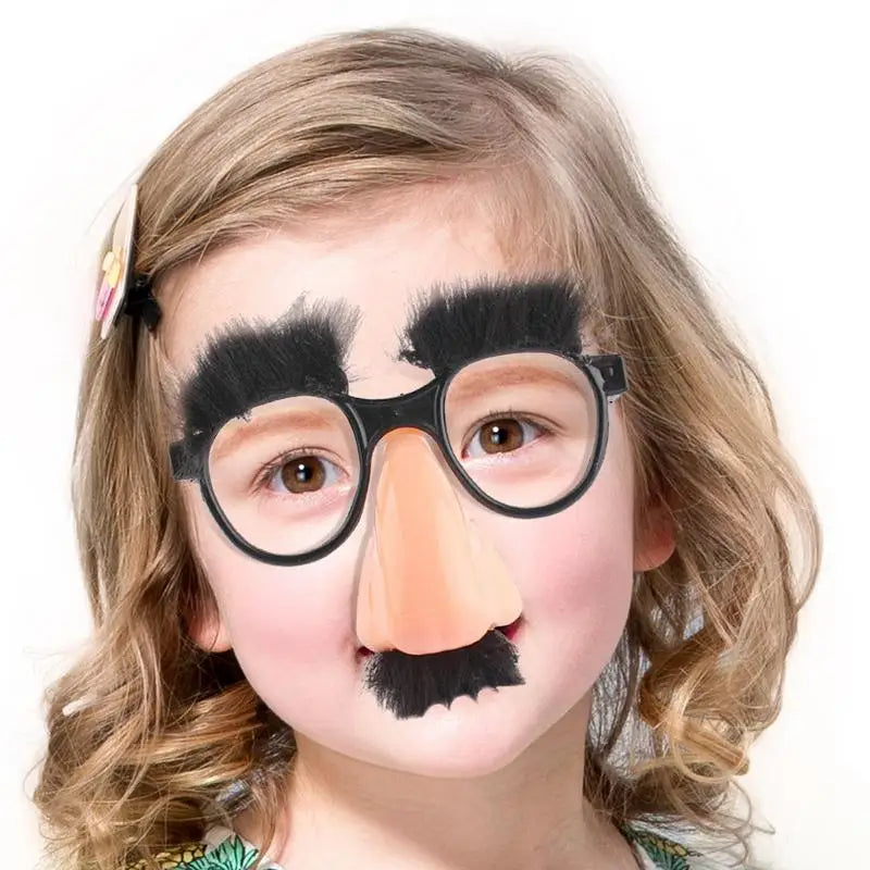 Halloween Party Eyeglasses Novelty Prank Disguise Glasses Big Nose Glasses with Eyebrows Mustache Silly Photo Props Supplies