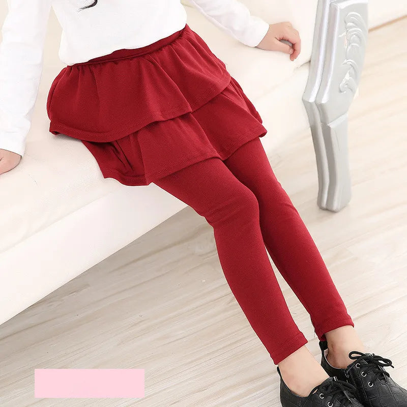 Kids Leggings for Toddler Baby Girls Pants Spring Autumn Fake Two Skirt-Pants Children Trousers Cotton Legging 2-10 Y