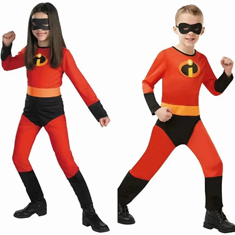 Kids The Incredibles Cosplay Costume Anime The Incredibles Red Jumpsuit Bodysuit Mask Full Set Halloween Costumes for Men Women