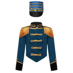 Girls Boys Halloween Nutcrackers Costume Set Drum Trumpet Team Tassel Jacket Coat Hat for Drummer Performance Circus Ringmaster