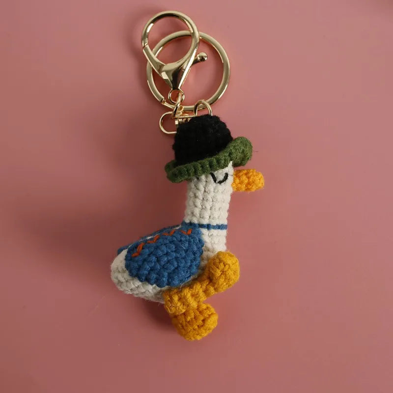 Funny Sheep Doll Crochet Keychains Custom Crochet Cartoon Animal Doll Series Keyring Knitting Bee Doll Cute Keychain Wholesale