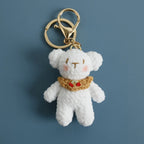 Cute Small Bear Doll Keychain For Couple Gifts Handmaking Crochet Cartoon Bear Keychain Knitting Animal Doll Custom Accessories