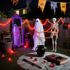 2/3M Halloween Plastic Chain Lights Props Chains with 8 Lighting Modes String Lights for Skeleton Dog Spooky Outdoor Decorations