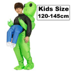 Kids Adult Green ET Alien Inflatable Costume Anime Suits Dress Mascot Halloween Party Cosplay Costumes for Man Woman Boys Girls
