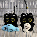 6/1pcs Cute Plush Black Cat Doll Toy Keychain Bag Pendant Charms Kawaii Keyring Accessories For Women Couples Gift