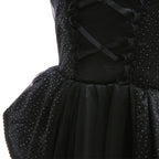 Halloween Costume For Kids Black Witch Dress Luxury Lace Sequin Evil Role Playing Costume Maleficent Dress Up Outfit Ghost Bride