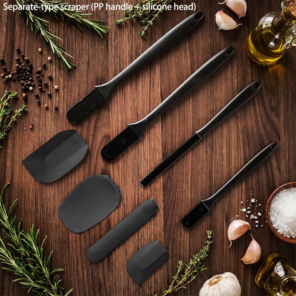 Silicone kitchenware 6-piece set, cream  scraper, spatula, oil brush, size scraper set baking tool，Non-integrated hand