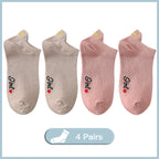 4 Pairs Lot Fashion Socks Women 2026 New Spring Cotton Color Novelty Girls Cute Heart Embroidery Casual Funny Ankle Socks Pack
