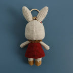 Cute Mushroom Rabbit Crochet Keychains Handmaking Crochet Cartoon Rabbit Doll Keyring For Bag Pendant Knitted Animal Doll Custom