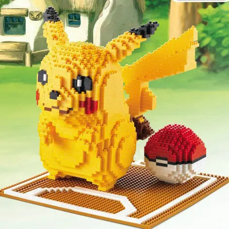 Pokemon Building Blocks Small Cartoon Mini Block Pikachu Charizard Eevee Mewtwo Anime Assemble Action Model Dolls Boys Toys