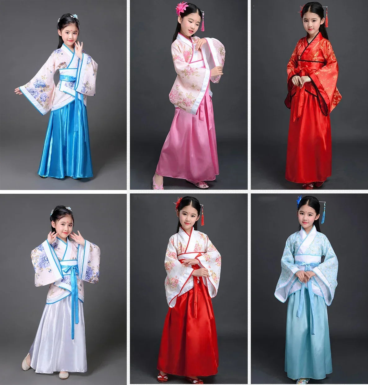 Ancient Chinese Dress Girls Children Kimono Traditional Ethnic Fan Students Chorus Dance Costume Japanese Yukata Kimono Style
