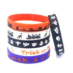 12/24PCS Silicone Bracelets Halloween Decorations Kids Wristband Pumpkin Skull Ghost Bat Halloween Party Favor Gift Bag Fillers