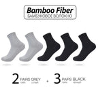 5 Pairs Bamboo Fiber Men's Socks Classic Business Crew Socks Spring Autumn Casual Comfortable Breathable Compression Bamboo Sox