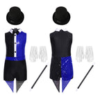 Girls Ringmaster Magician Costume Long Sleeve Leotard Circus Dress Halloween Lion Tamer Theme Carnival Party Fancy Dress Up