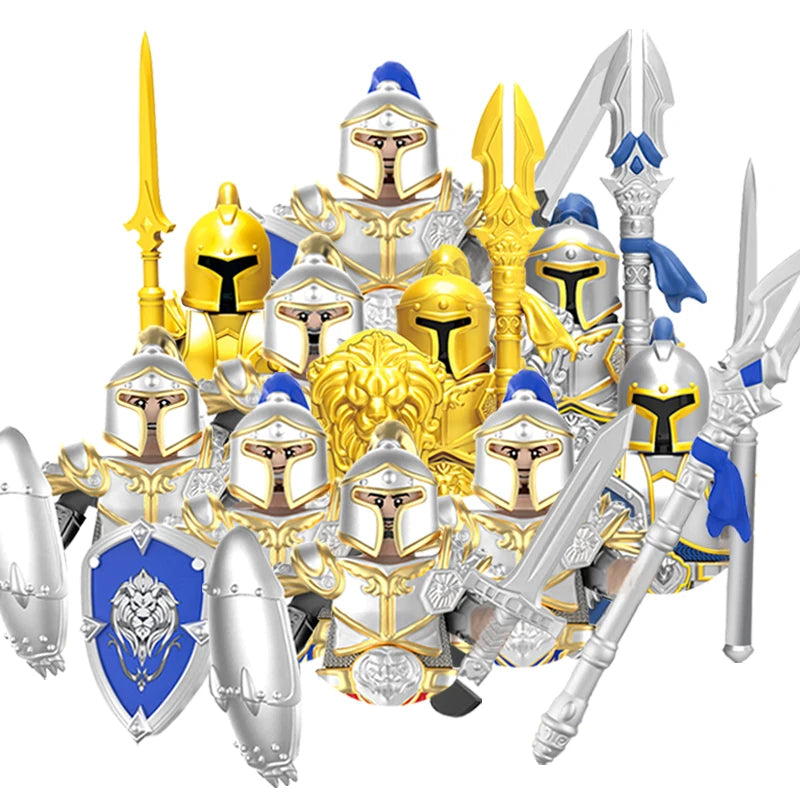 ZHMS01 Medieval Knight Orcs Warrior Elves Figures Building Blocks Army Armored Soldiers Shield Weapons Bricks Toys