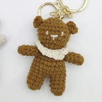 Cute Small Bear Couple Keychains Knitting Cartoon Bear Mini Animal Doll Keyrings Crochet Keychain Wholesale Custom Acceessories