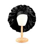 New Women Large Satin Bonnet Silky Night Sleeping Cap with Stretchy Tie Band Shower Cap Curly Braid Hair Head Cover Turban