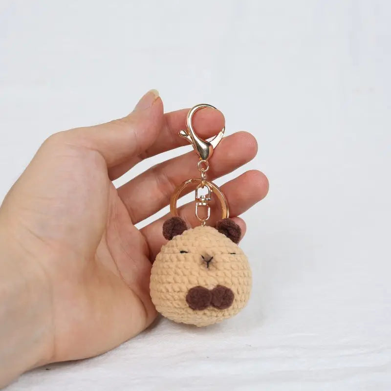 Cute Small Bear Couple Keychains Knitting Cartoon Bear Mini Animal Doll Keyrings Crochet Keychain Wholesale Custom Acceessories