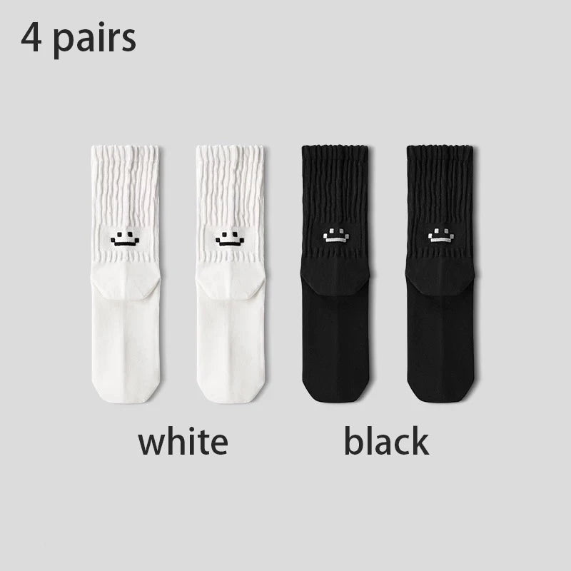 4 Pairs Men's Cotton Work Socks Long Running Breathable Ankle Crew Socks Casual Socks for Men Cycling Socks
