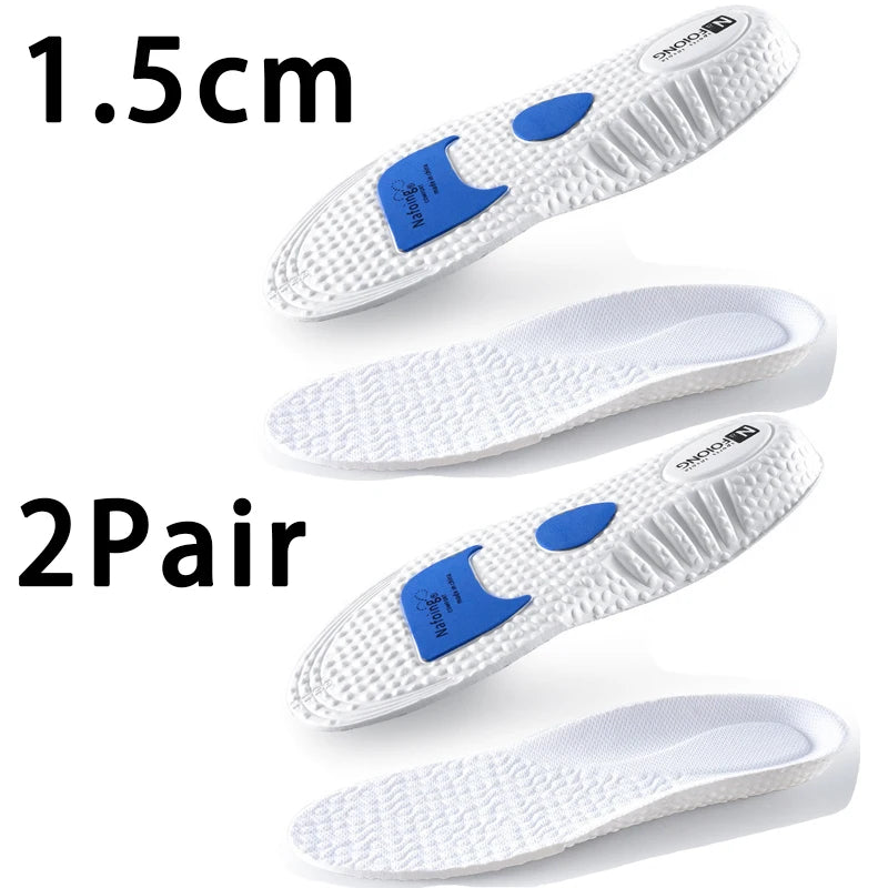 1Pair Height Increase Insoles for Feet PU Memory Foam Shoes Pad Breathable Orthopedic Heel Lift Insole for Sport Running Care