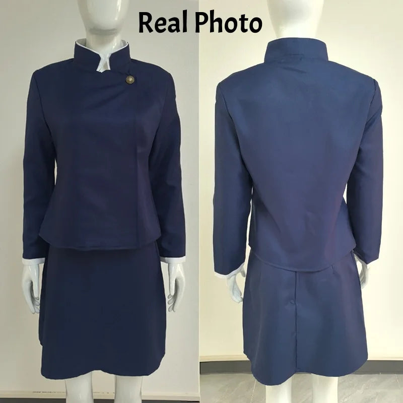 Jujutsu Kaisen Maki Zenin Cosplay Costume Maki Zenin Glasses Wig Top Skirts Full Set Maki Halloween  Party Uniform for Women Men
