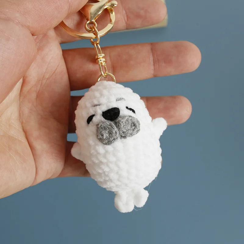 Funny Shrimp Doll Crochet Keychain Handmaking Clown Fish Knitting Keyrings Cute Shrimp Keyrings Bag Pendant Custom Accessories