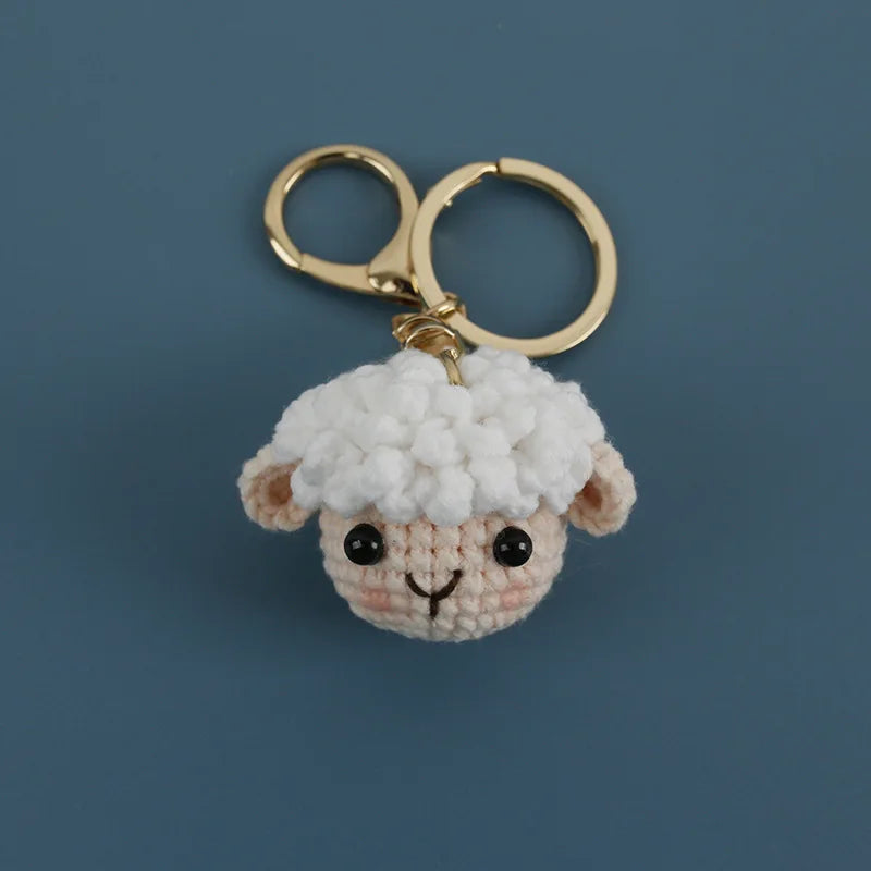 Cute Small Bear Couple Keychains Knitting Cartoon Bear Mini Animal Doll Keyrings Crochet Keychain Wholesale Custom Acceessories