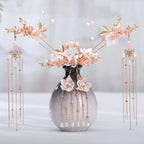 Chinese Hanfu Hair Stick Hairpin Earrings Hair Accessories Set Long Fringed Vintage Hairpin Flower Handmade Wedding Hair Jewelry