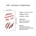 16 Pcs Halloween 3D Fake Scar Temporary Tattoos - Bloody Wound & Zombie Designs for Face/Body, Costume Party, Prank & Cosplay