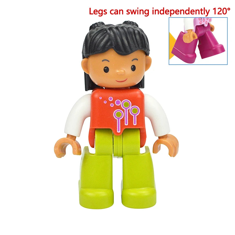 Big Size Figures Building Block Doll Family Farmer Pirate Worker Doctor Policemen Large Brick Compatible Build House Duploes Toy