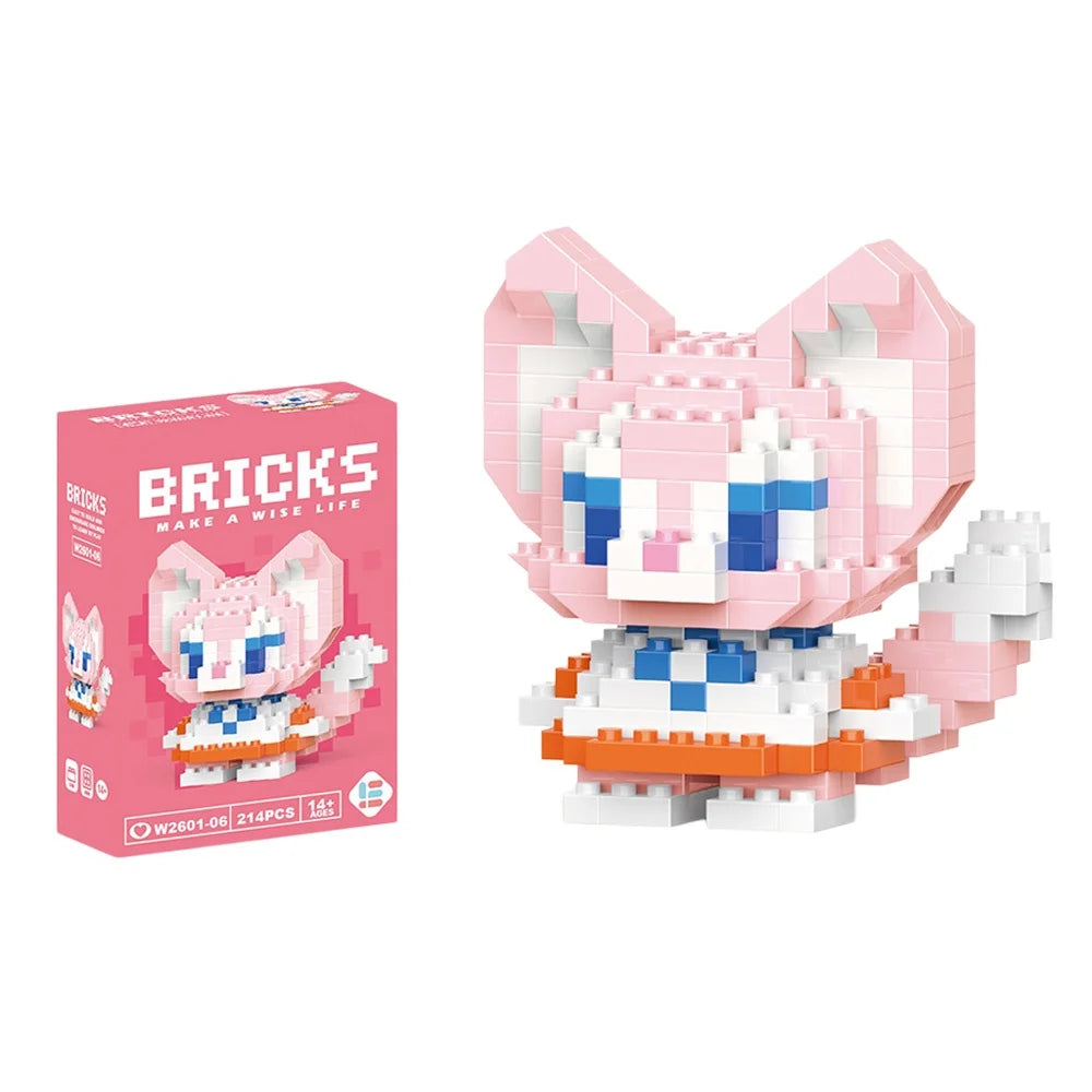 Disney 214 style Winnie LinaBell StellaLou Building Blocks Princess Cartoon Figrues Bricks Children's Assembly Toys Model Gift