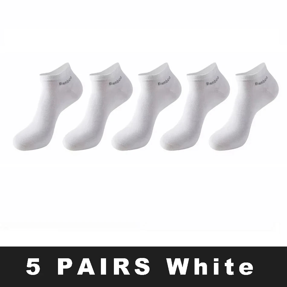 5/10/15 Pairs Men's Bamboo Fiber Socks Short High Quality New Casual Breatheable Anti-Bacterial Man Ankle Socks Men Size 38-45