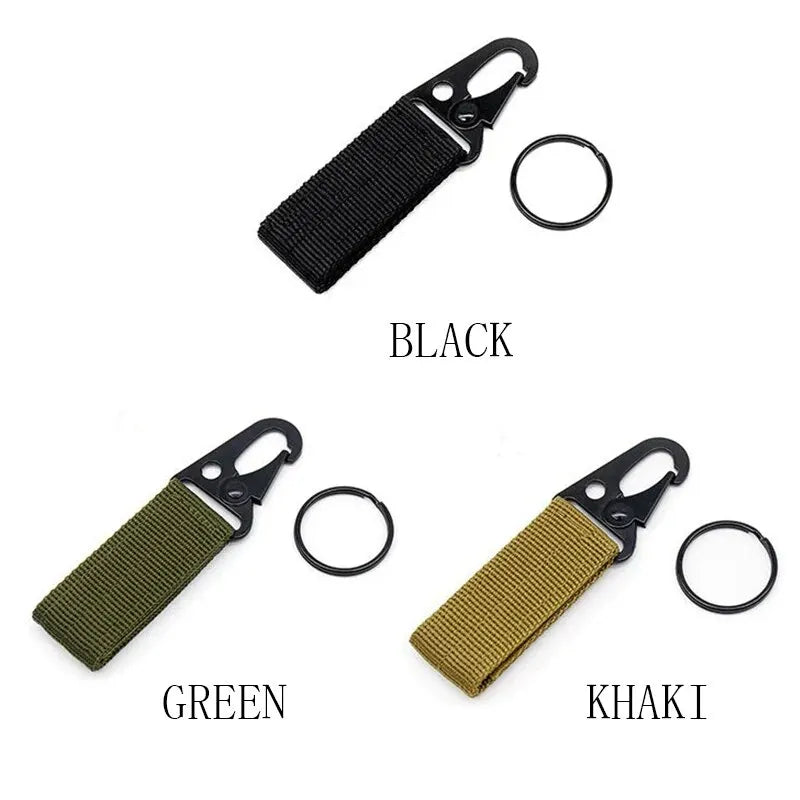 2pcs Tactical Hanging Buckle Molle Nylon Webbing Carabiner Belt Triangle Keychain for Outdoor Climbing Camping Tool Accessory