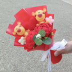 Anime Winnie the Pooh Pig Elephant Handmade Flower Bouquet Plush Doll Wedding Graduation Valentine Christmas Birthday Gifts