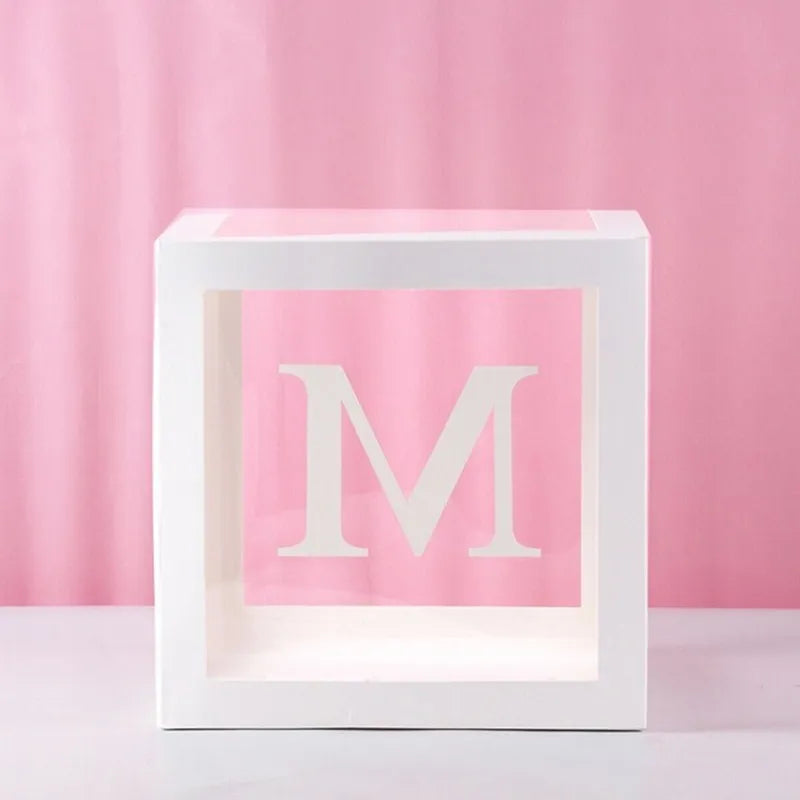 Transparent Letter Balloon Box Baby Shower Decorations Happy Birthday Wedding Decor 1st Birthday Party Supplies Balloon Box