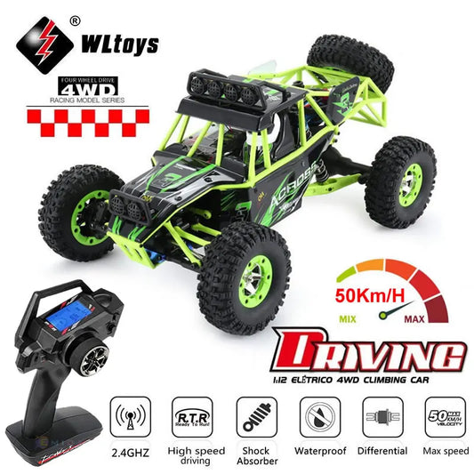 Waltons 12428 1:12 4WD RC Off-Road Racing Car – 50KM/H High Speed Alloy Climbing Truck with LED Lights