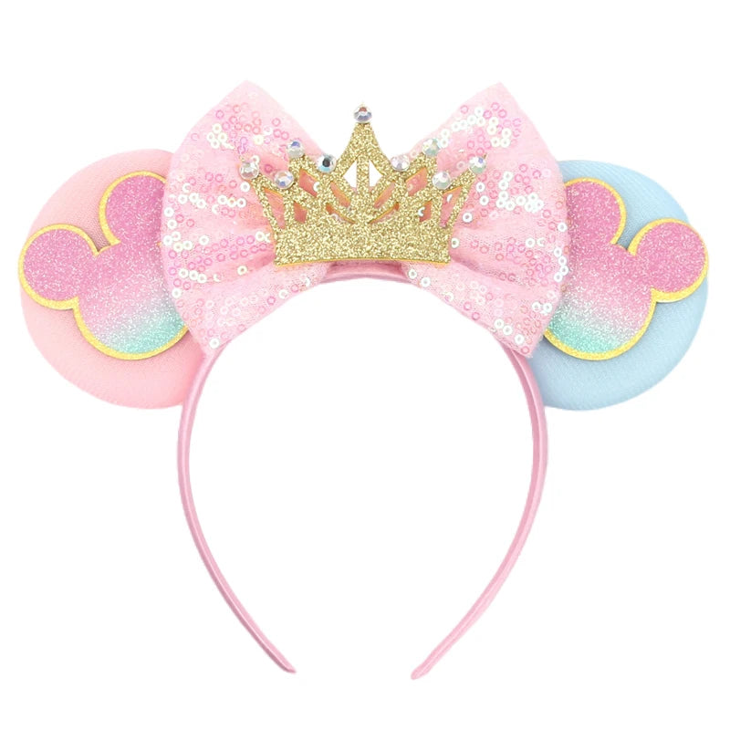 2026 Trip Mouse Ears Headband for Girls Women Sequin Castle 5"Bow Hairband Festival Party Cosplay DIY Hair Accessories