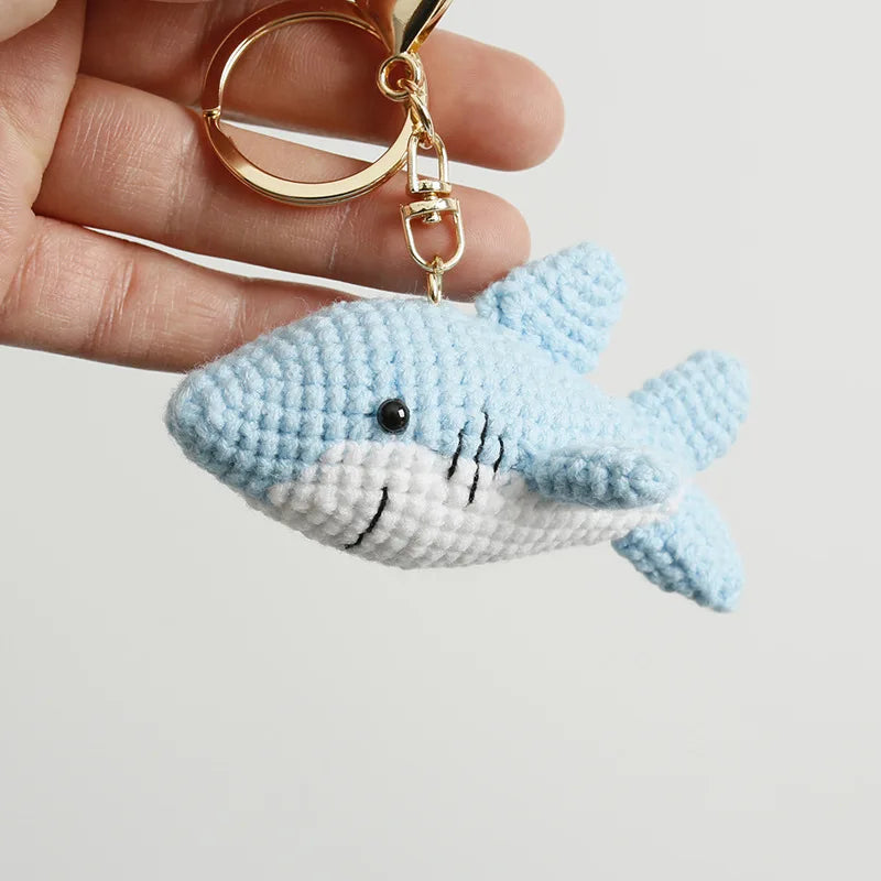Funny Shrimp Doll Crochet Keychain Handmaking Clown Fish Knitting Keyrings Cute Shrimp Keyrings Bag Pendant Custom Accessories