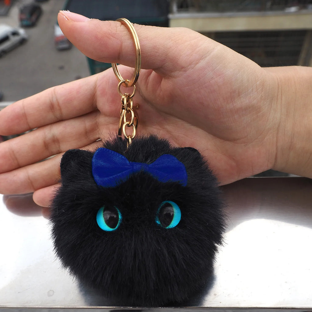Blush Cat Ball Original Design Cartoon Handmade Plush Pendant Cat Keychain Girly Gift for Girls