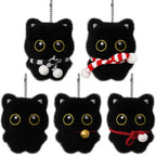 Assorted Style Black Cat Plush Shape Bag Charm Cute Black Cat Plush Toy Keychain Backpack Hanging Bag Decoration Holiday Gifts